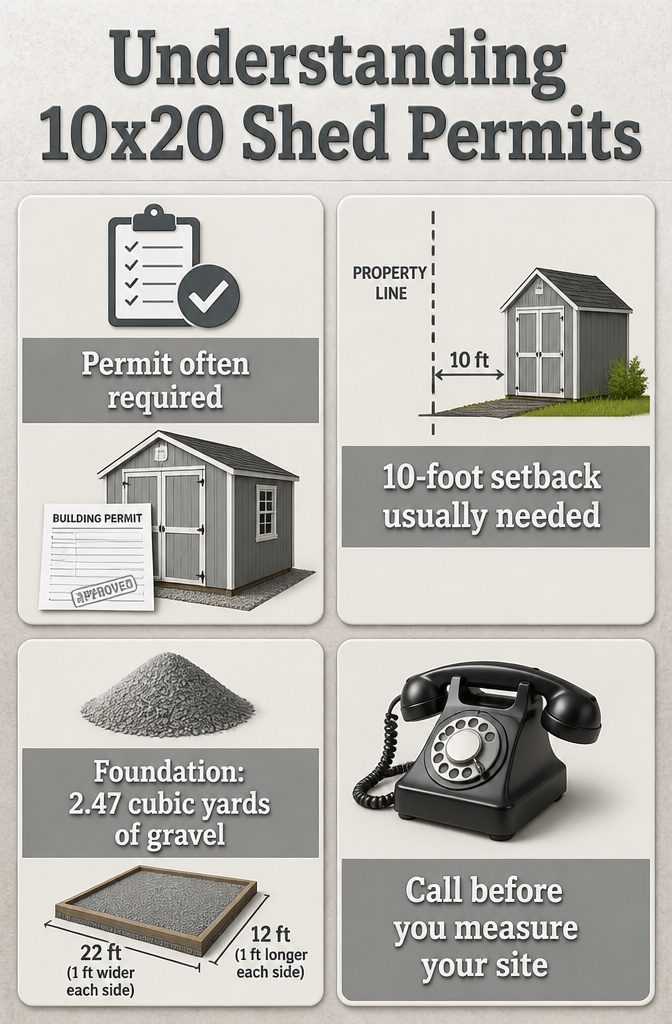 6 Ideas for Your 10x20 Shed Interior: Storage, Layout, and Use 8 Information graphic showing permit process for a 10x20 shed.
